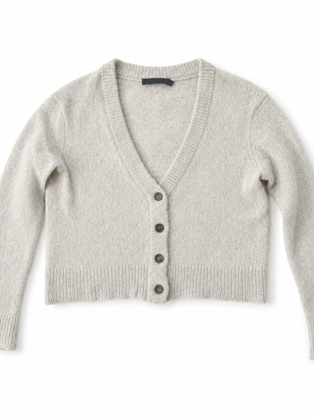 Jenni Kayne Oat Wool Blend V-Neck Cropped Button-Up Cardigan